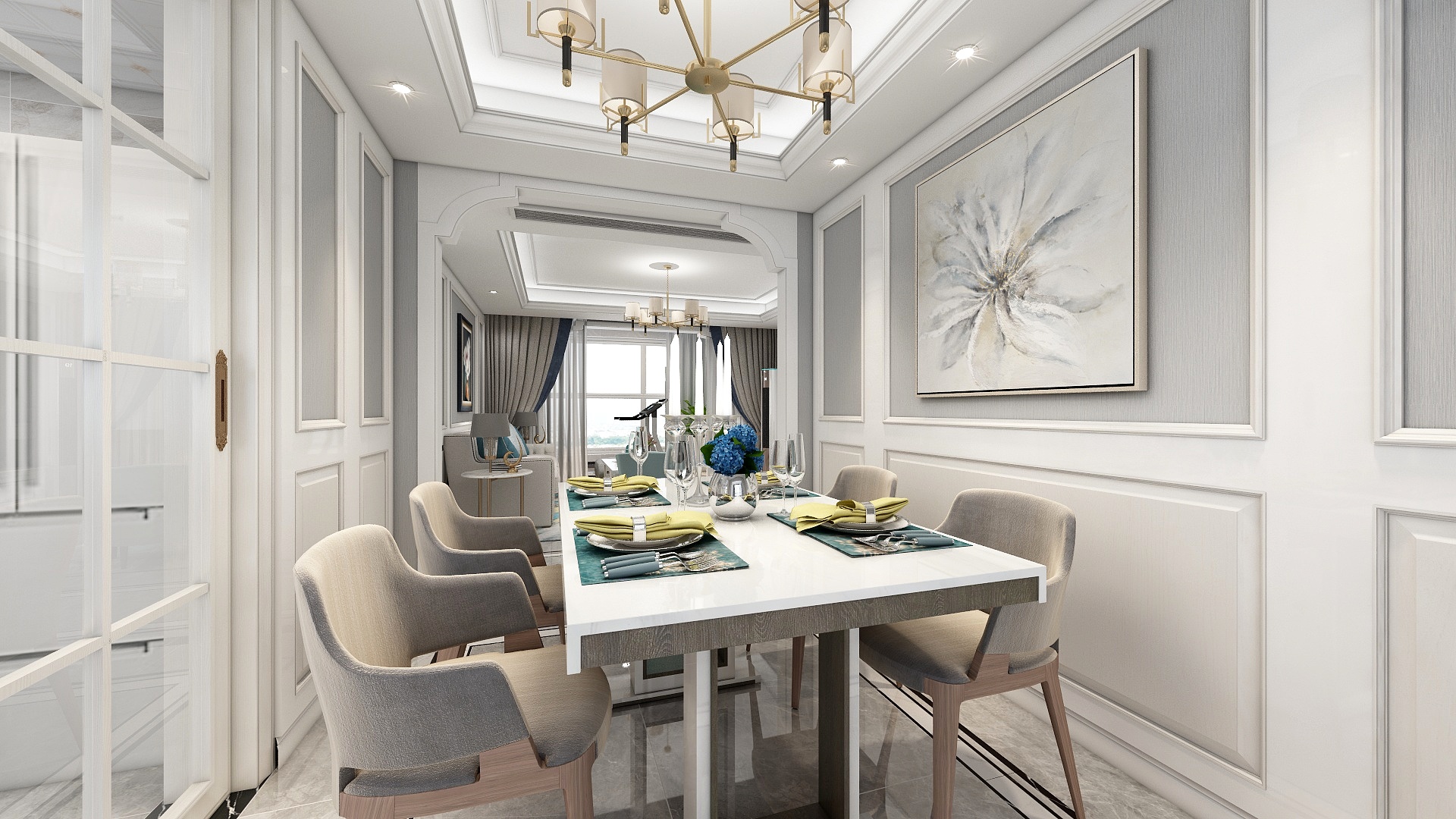 木子美佳-134平美式三居室装修效果图