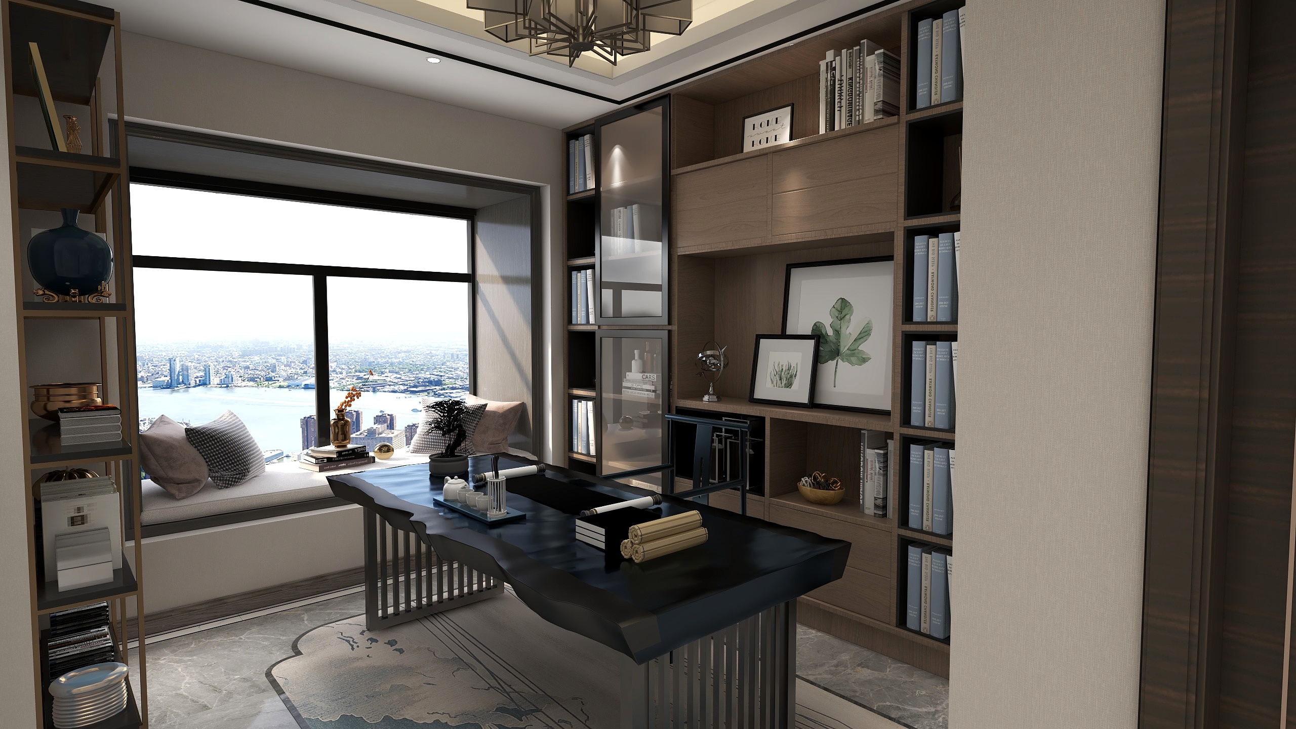 刘飞-179方新中式三居装修效果图