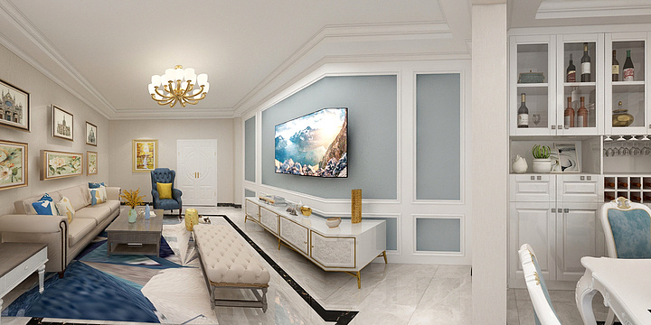 李娜咿呀呀-精装房三室简欧--李娜-装修设计方案