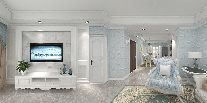 嗷嗷成长-华丽家园二期F户型简欧-装修设计方案