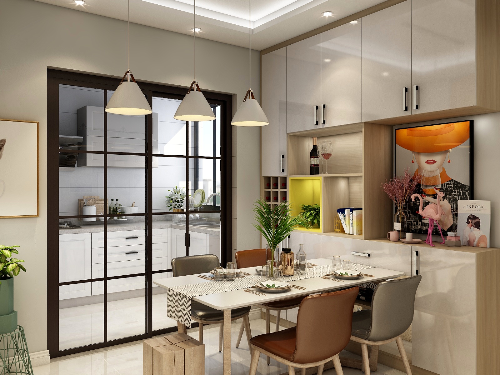 何文涛-95平轻奢三居室装修效果图