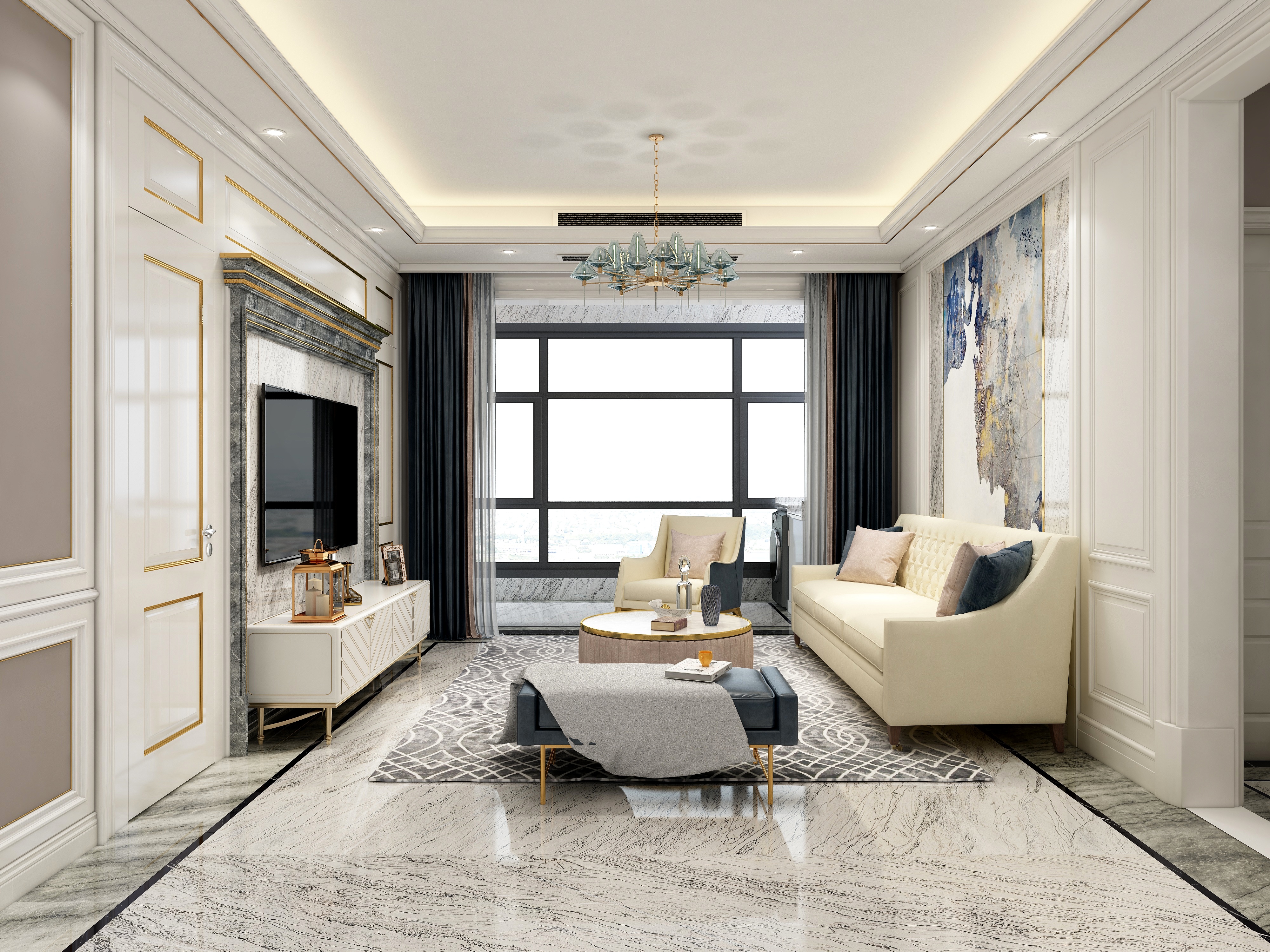 顺喜装饰工程-轻奢简欧-大理石-装修设计方案