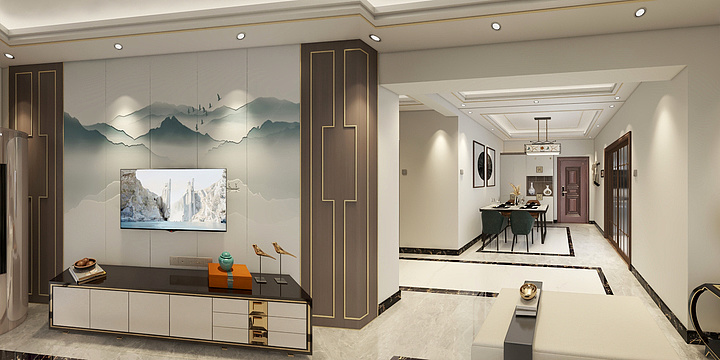 室内设计师杜-浩庭三期89.66全阳，新中式-装修设计方案