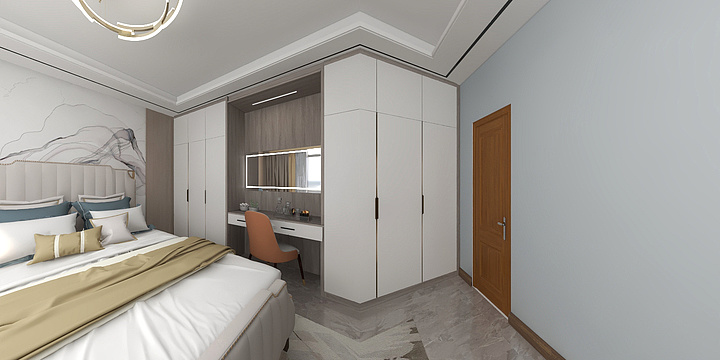 慕辰臻品整家定制-金瑞国际三层次卧衣柜-装修设计方案