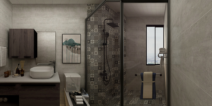 合博效果图制作-香港财富中心卫生间3-装修设计方案