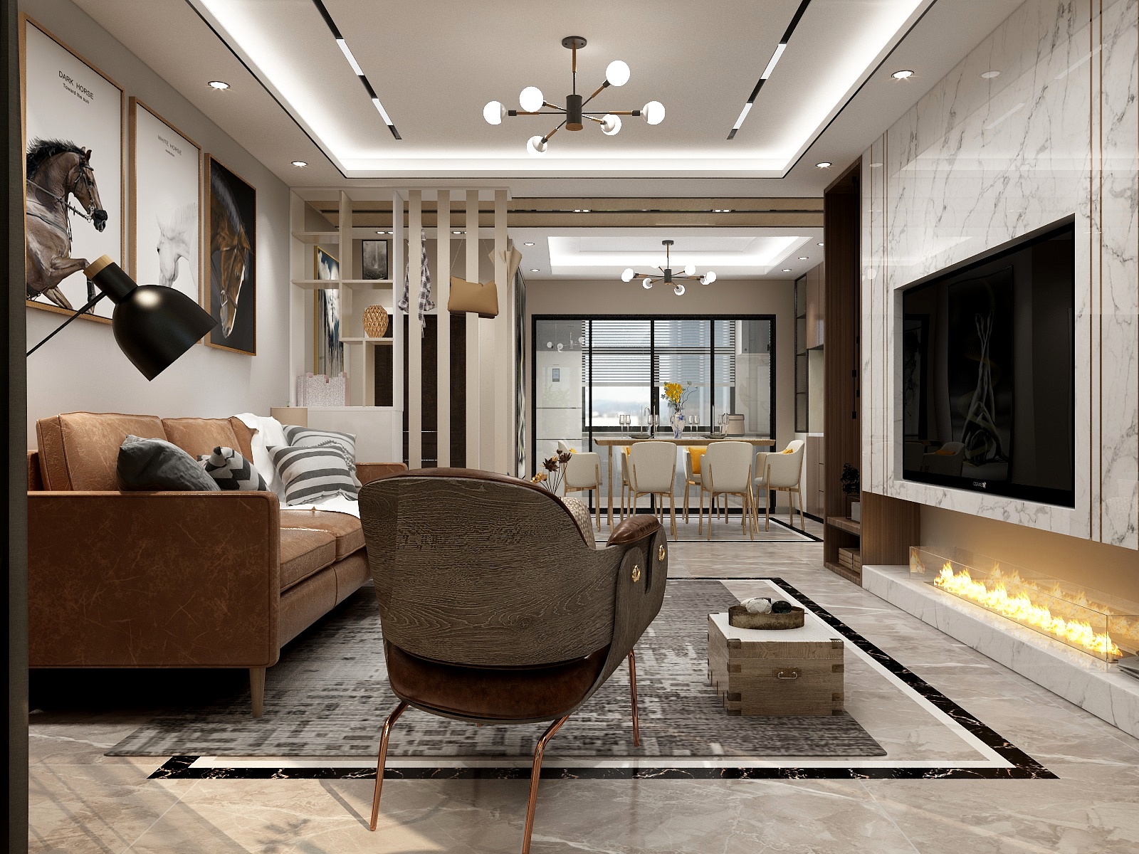 张旭-120方现代两居装修效果图