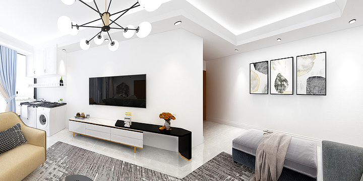 恒原设计-703球妈雅居现代轻奢风格全景效-装修设计方案