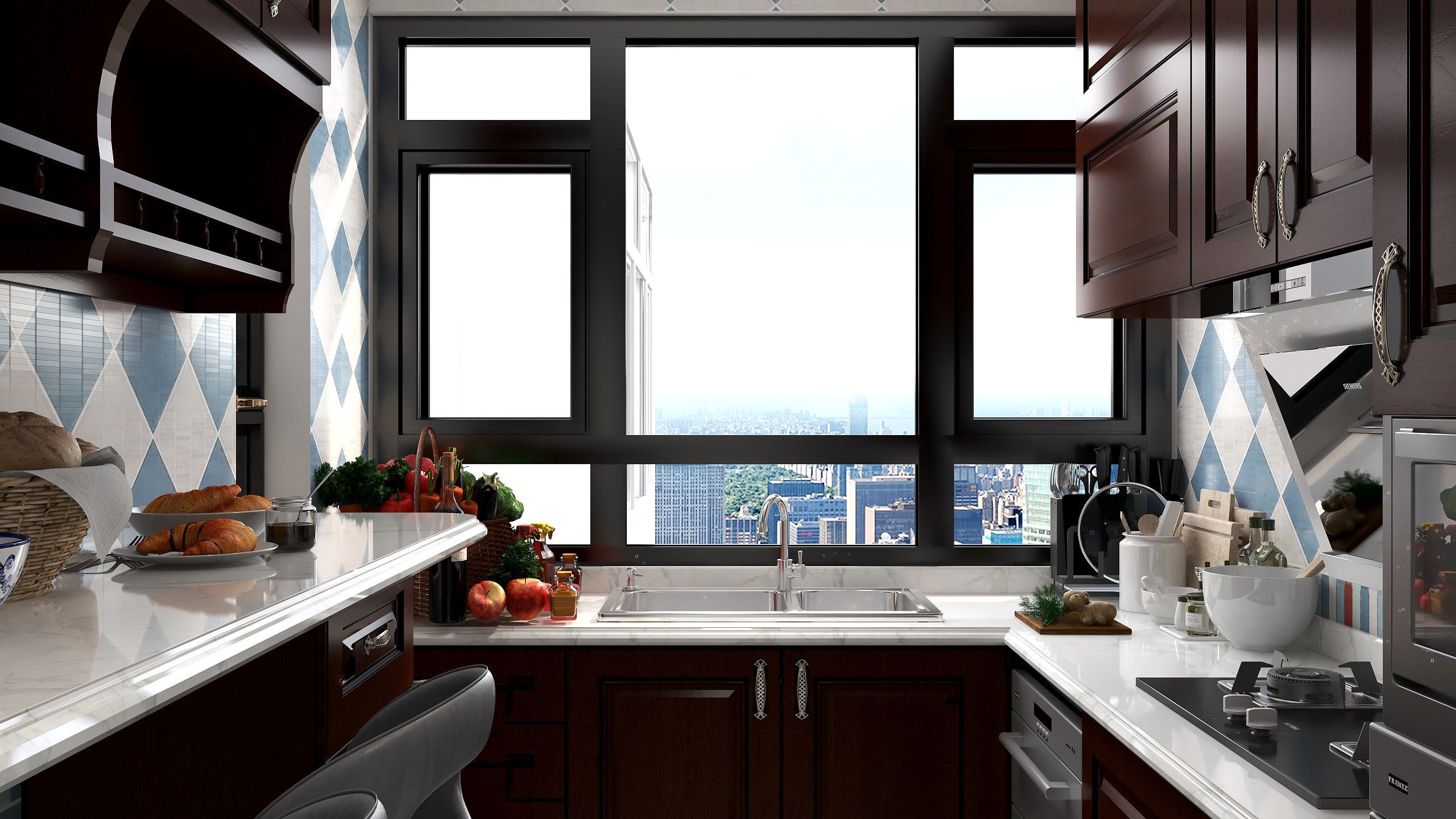 CG安安耶-《MrSix》美式新中混搭三层小别墅装修效果图