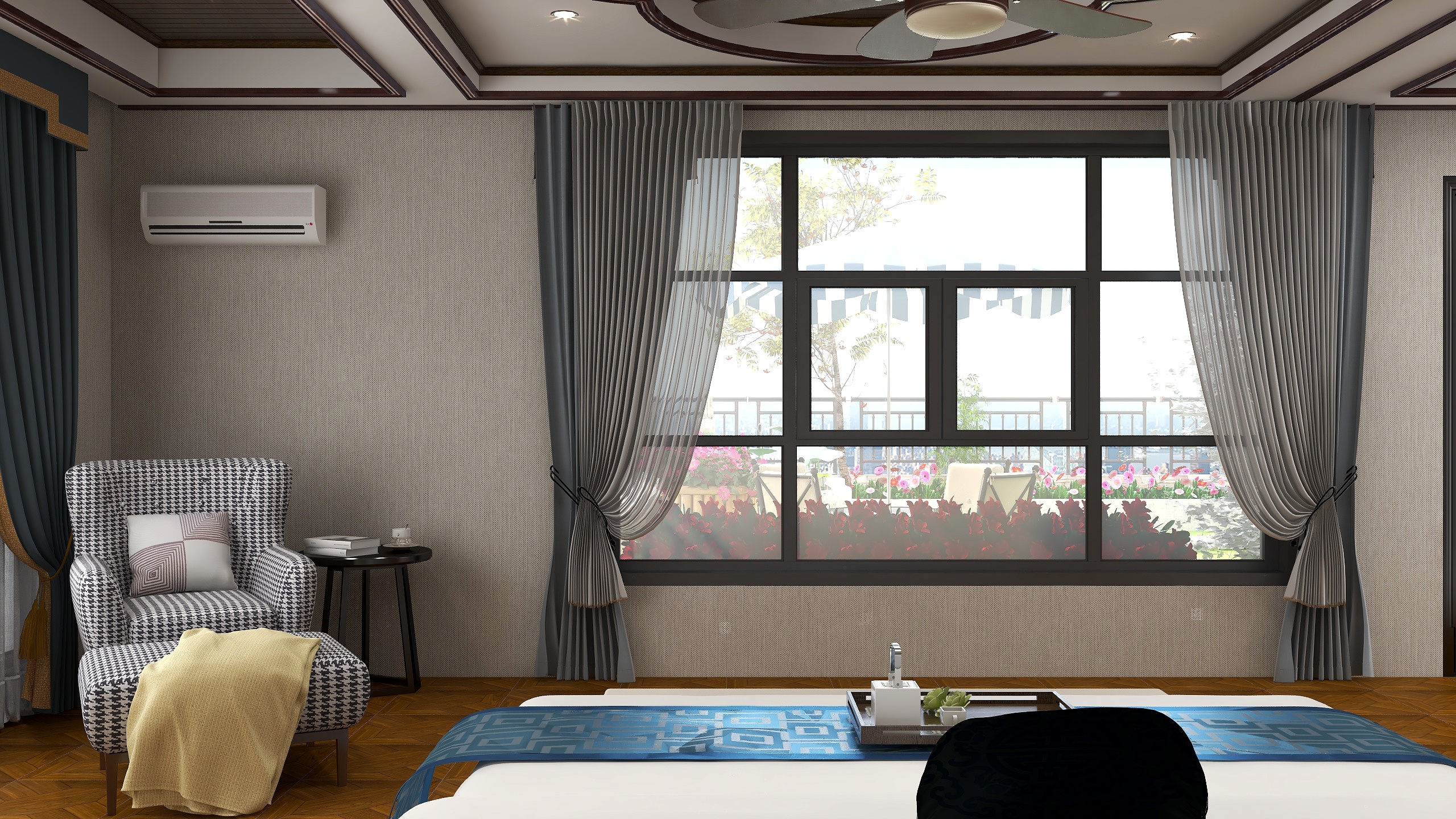 CG安安耶-《MrSix》美式新中混搭三层小别墅装修效果图