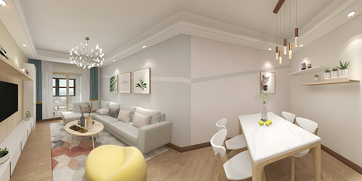 自然玄清-德信海德公园83.00㎡A2’3室2厅1卫1厨-装修设计方案