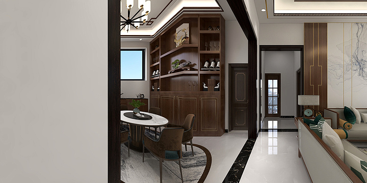 象限设计-新中式客餐厅-装修设计方案