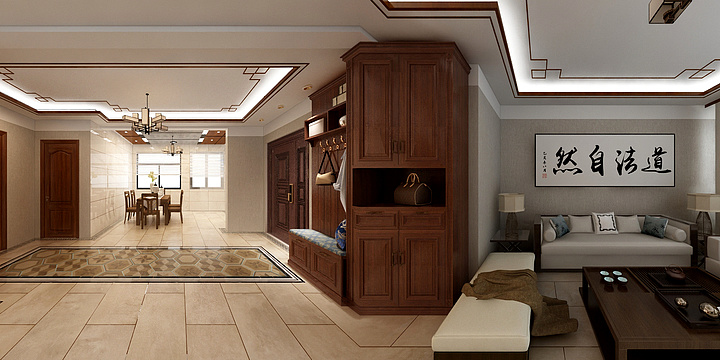 科贝尔全屋定制家居-浩宁金福第-新中式风格105--装修设计方案