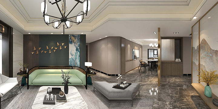 意品丨设计装饰-龙光·阳光水岸912203（现代中式）-装修设计方案