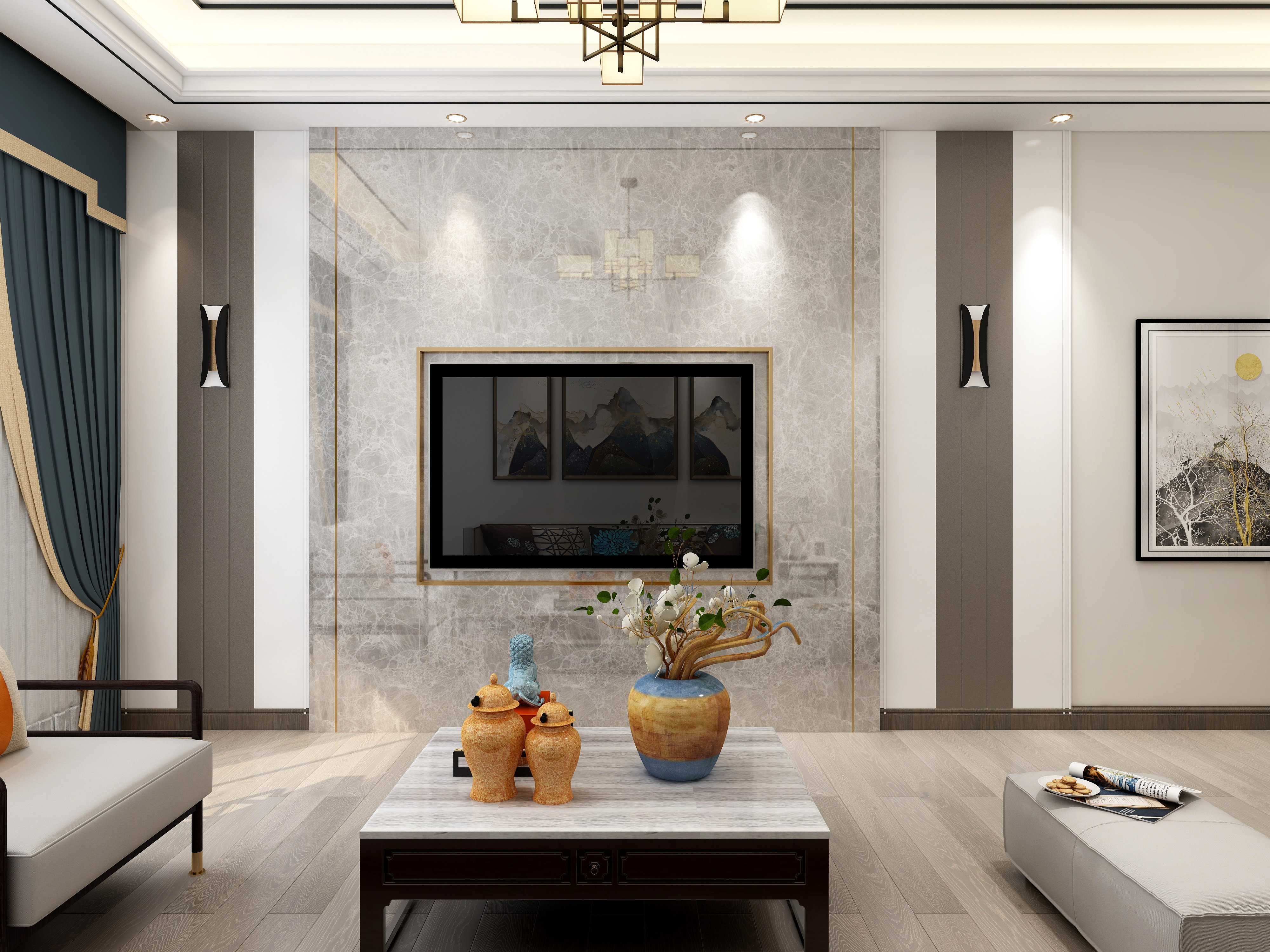 李青越-324方-新中式-三室装修效果图