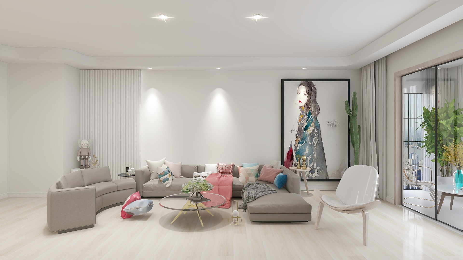 张敏-130平极简极白北欧风效果图-装修设计方案