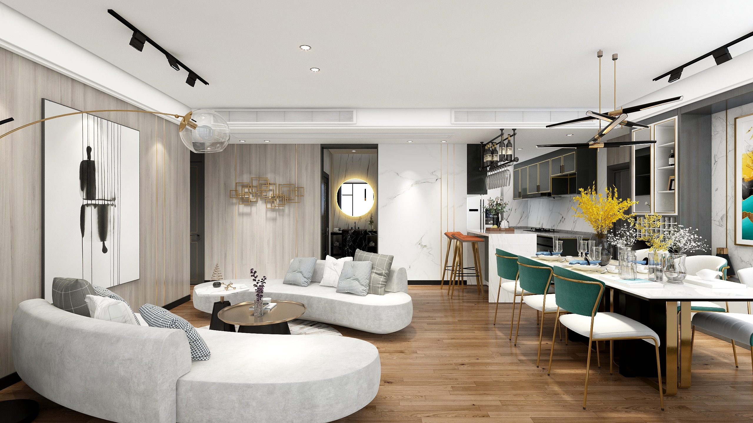 韩袭人丨-东源观天下11-2-3303效果-装修设计方案