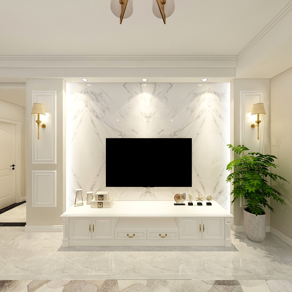 成爽-130平简欧三居室装修效果图