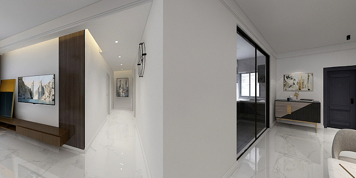 黑色的白BZBD-德润天和120平中间户极简方案2-装修设计方案