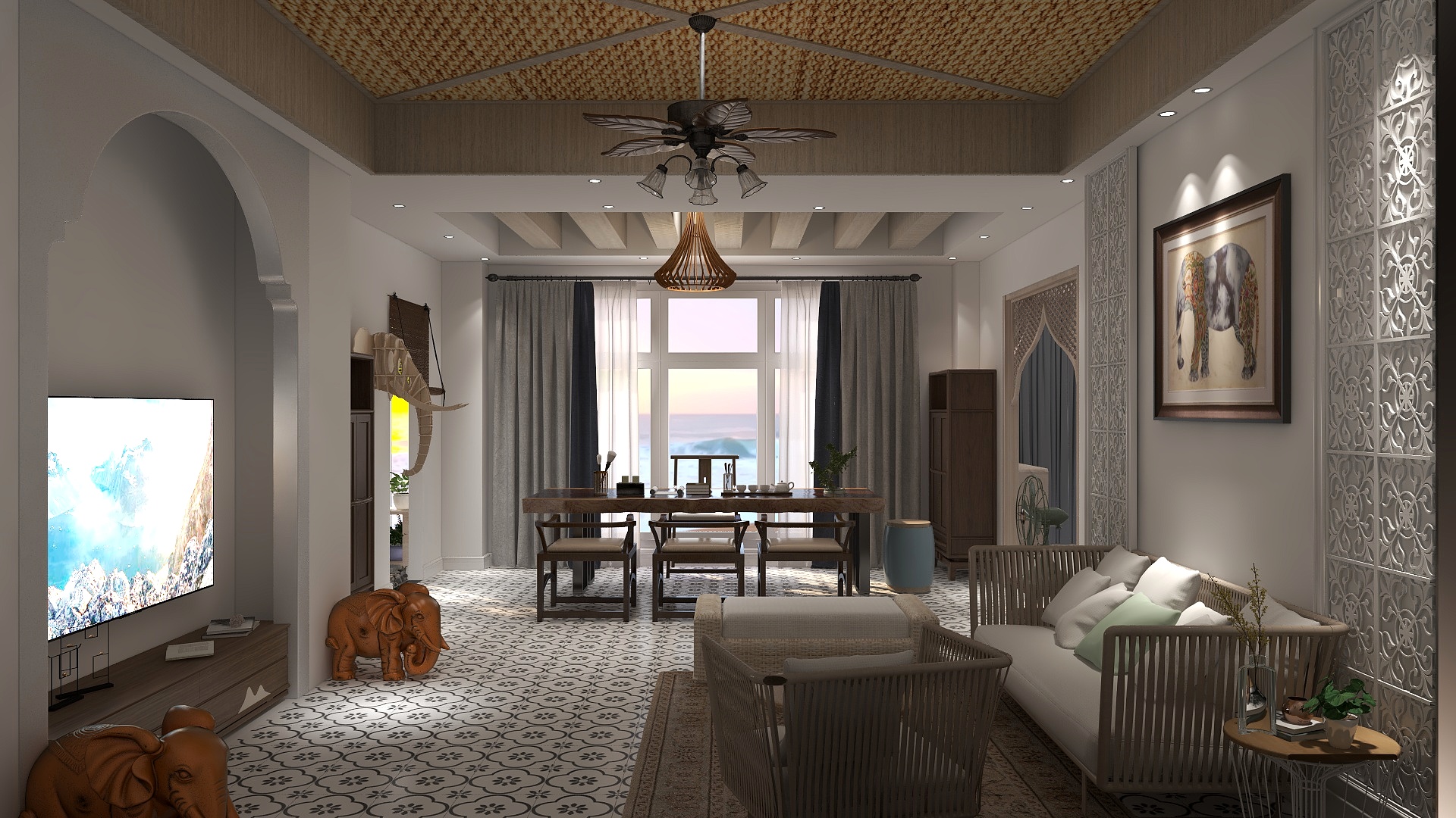 y-东南亚客餐厅-装修设计方案