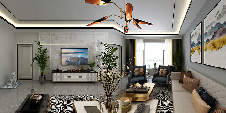 志宏装饰有限公司_李亮泽-志宏装饰-湖畔雅居-140㎡-方案一-现代简约-装修设计方案