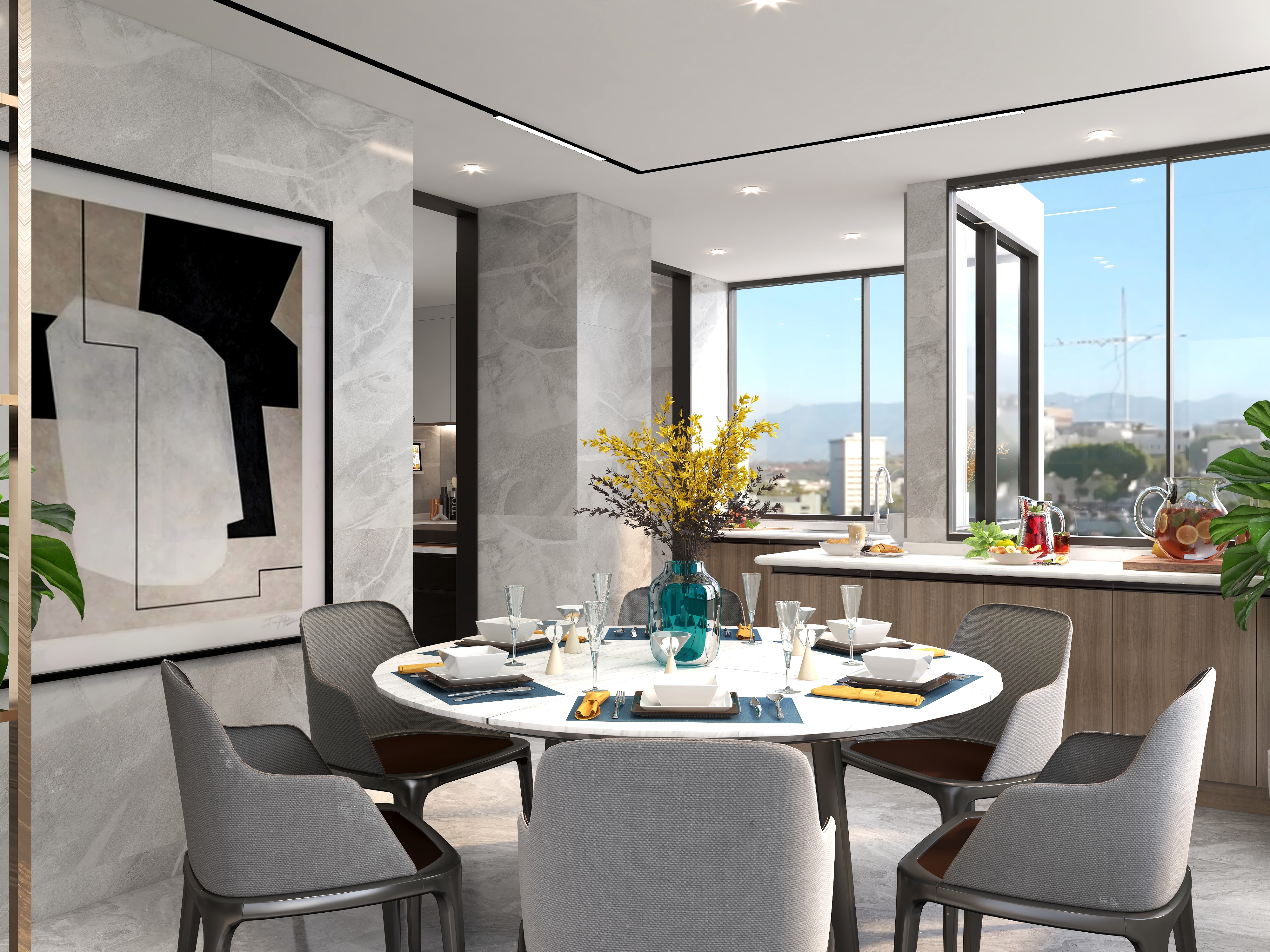 陈辉-128方现代两居装修效果图