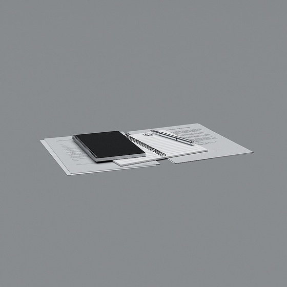 Chic White and Black Office Accessories 3D Model
