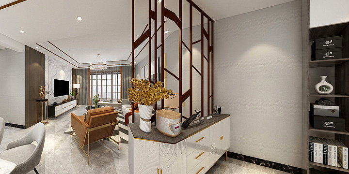 灰色黑色-湘江半岛 刘哥 新中式-装修设计方案