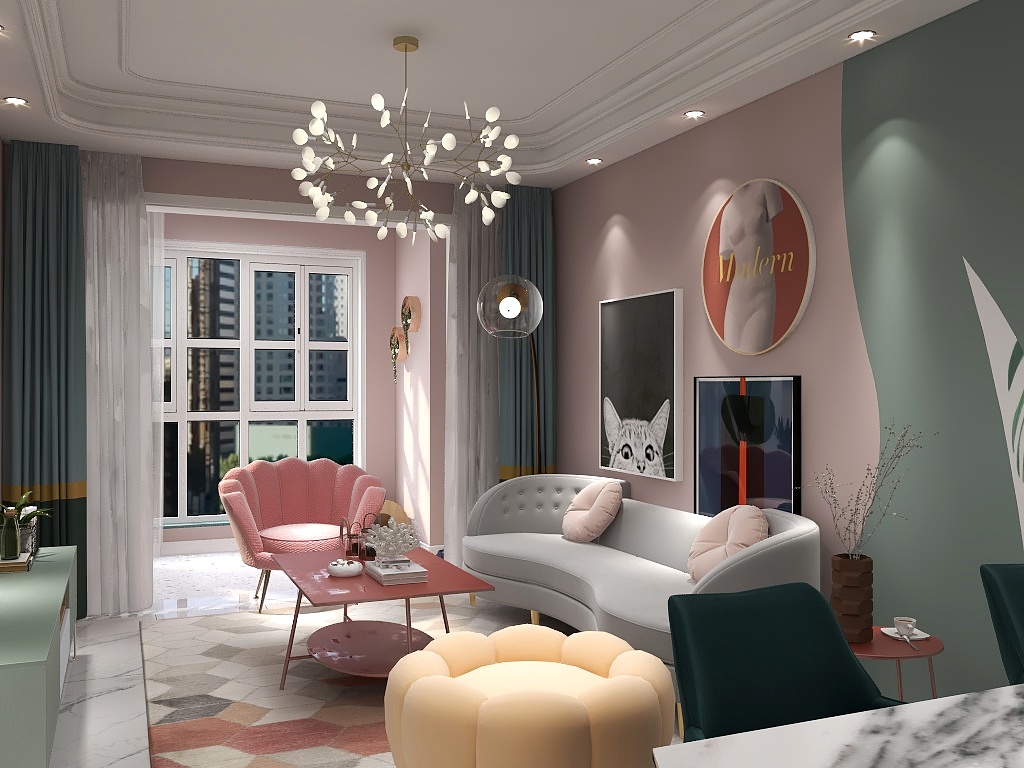 新木W-德信海德公园83.00㎡A2’3室2厅1卫1厨-装修设计方案