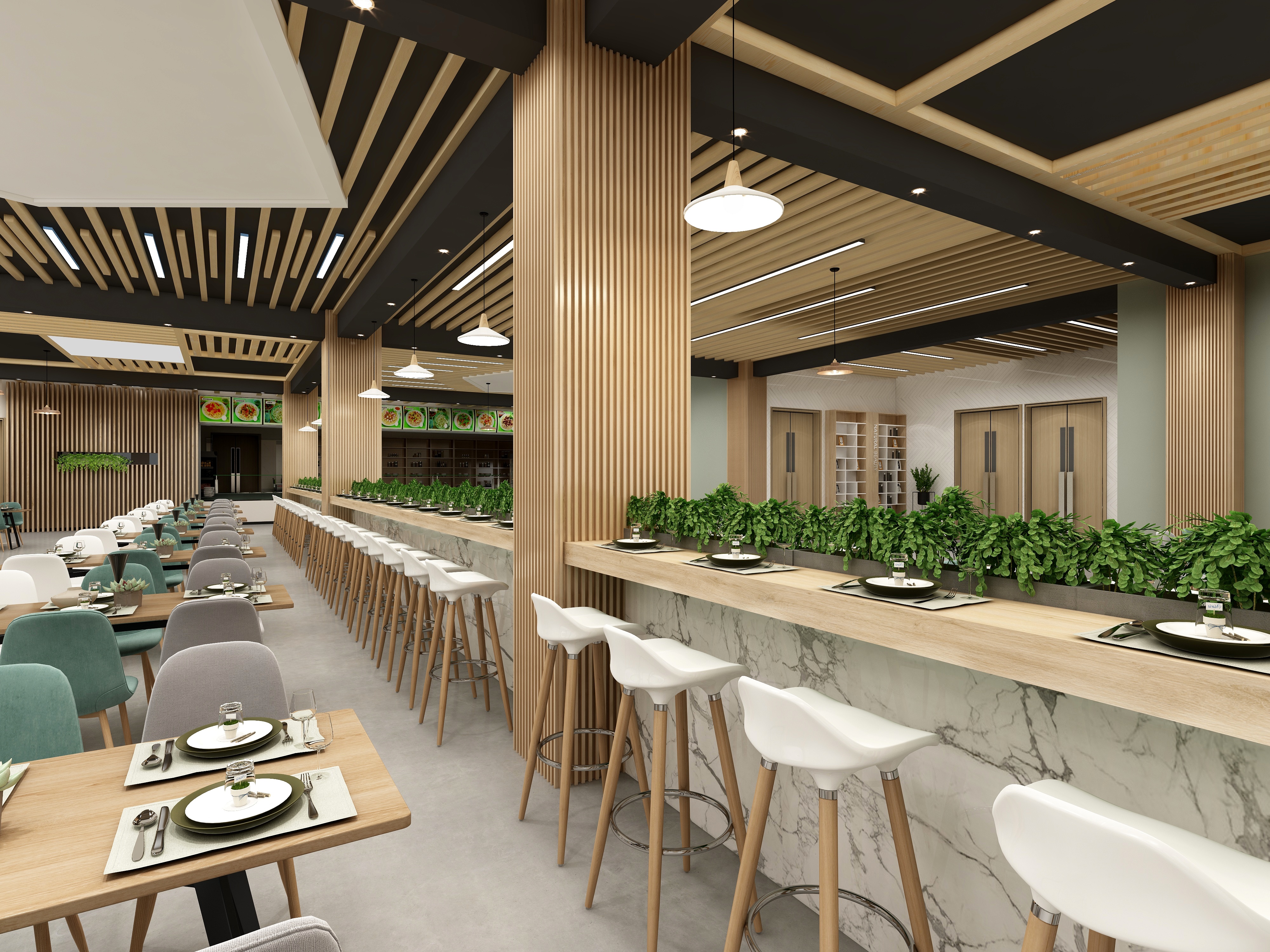 许小七同学-982㎡员工食堂设计-装修设计方案