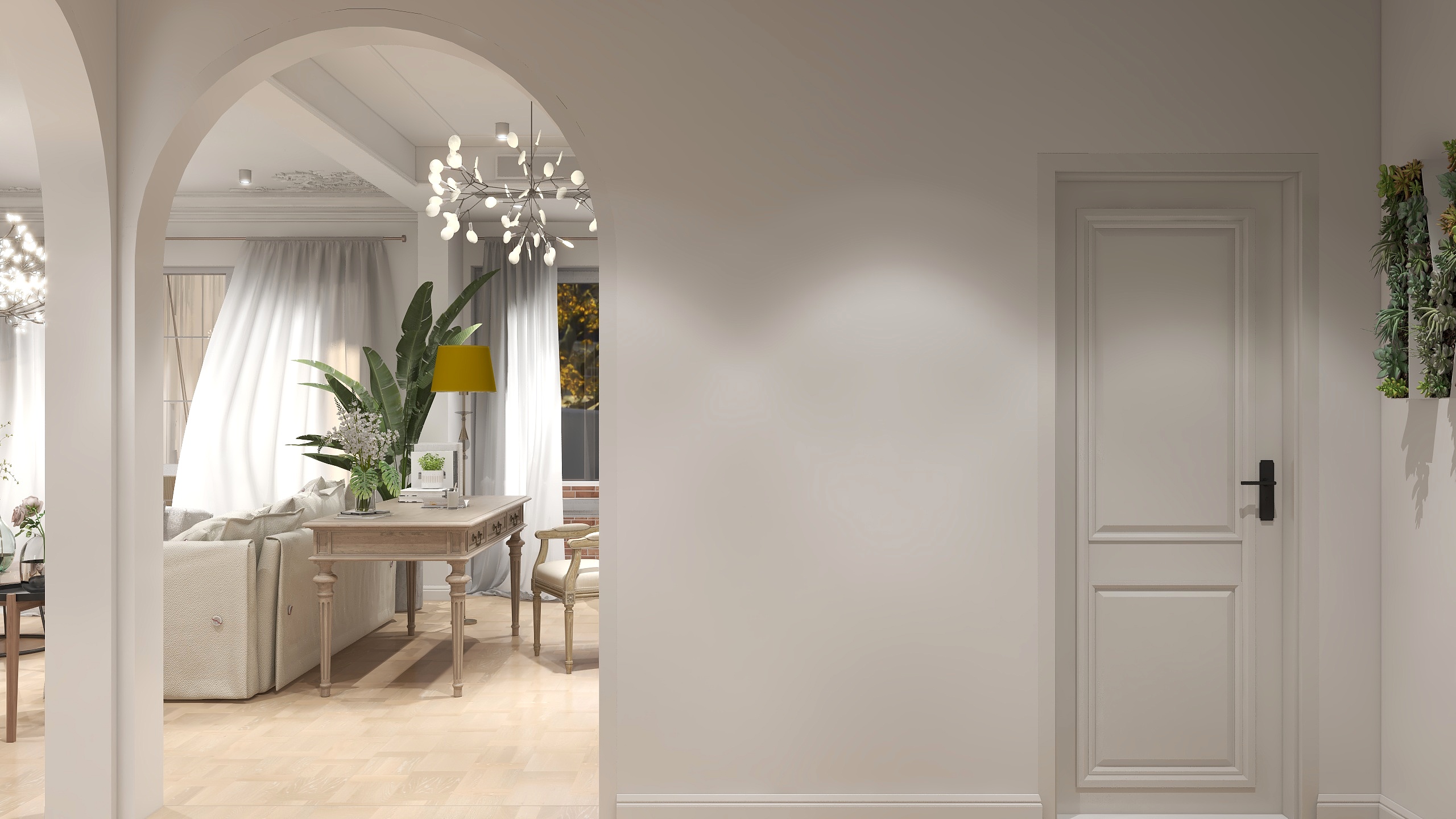 王萌-164平法式三居室装修效果图