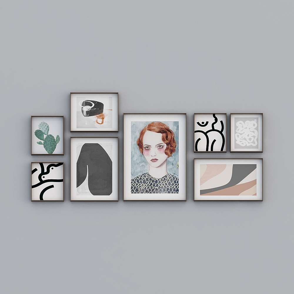 挂画组合3893D模型