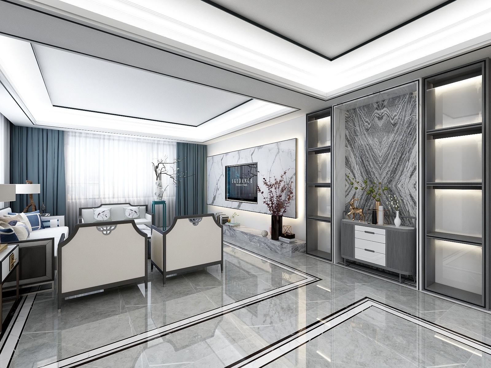 美饰界装饰-郑工-惠州良井自建房别墅设计新中式-装修设计方案