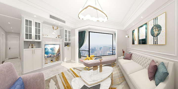 张光杰设计-现代美式效果图-装修设计方案