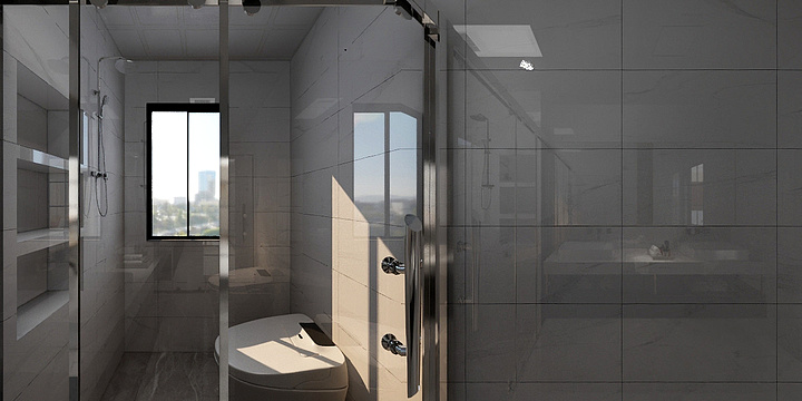 灰蓝色的叶羡葵-溪岸花语三室两厅-装修设计方案