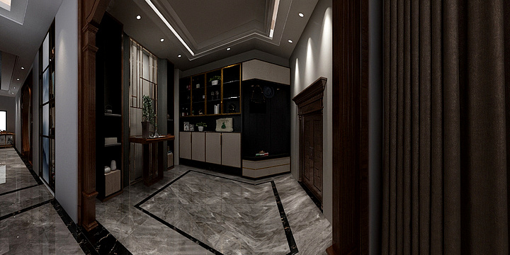 鹰潭至上设计-鸿塘别墅一楼-装修设计方案