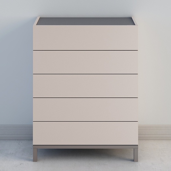 Black Five-Bucket Cabinet 3D Model for Storage
