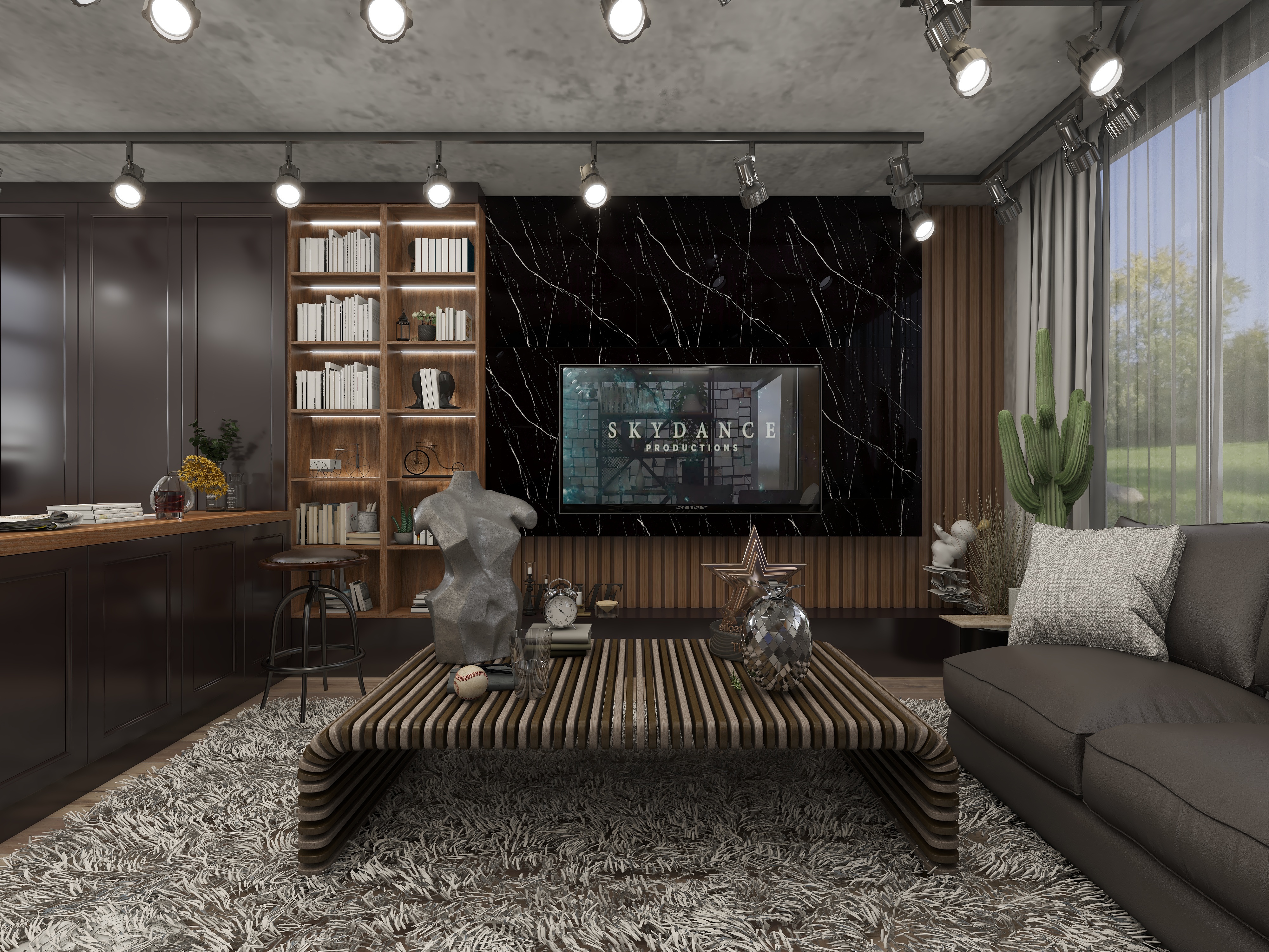 吴爽-67㎡工业风LOFT公寓装修效果图