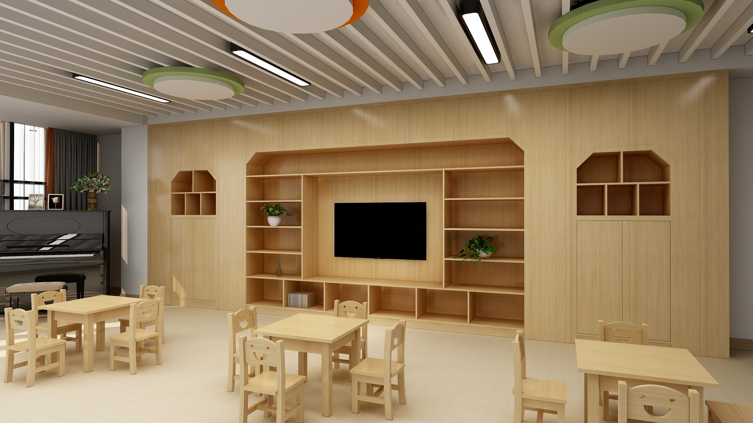 阳光不懂向日葵sdQD-鹤琴幼儿园分园一体柜-装修设计方案