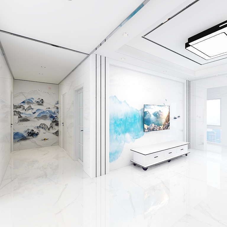 湖南攸县OSBK背景墙-两室两厅一厨两卫-装修设计方案