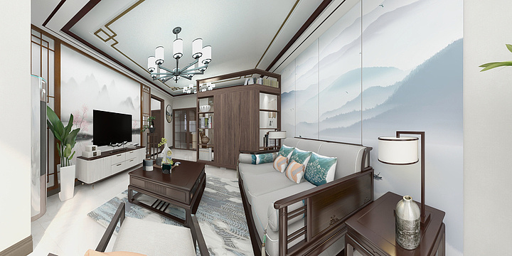 大宅装饰13811006734-新中式-空港一号-装修设计方案