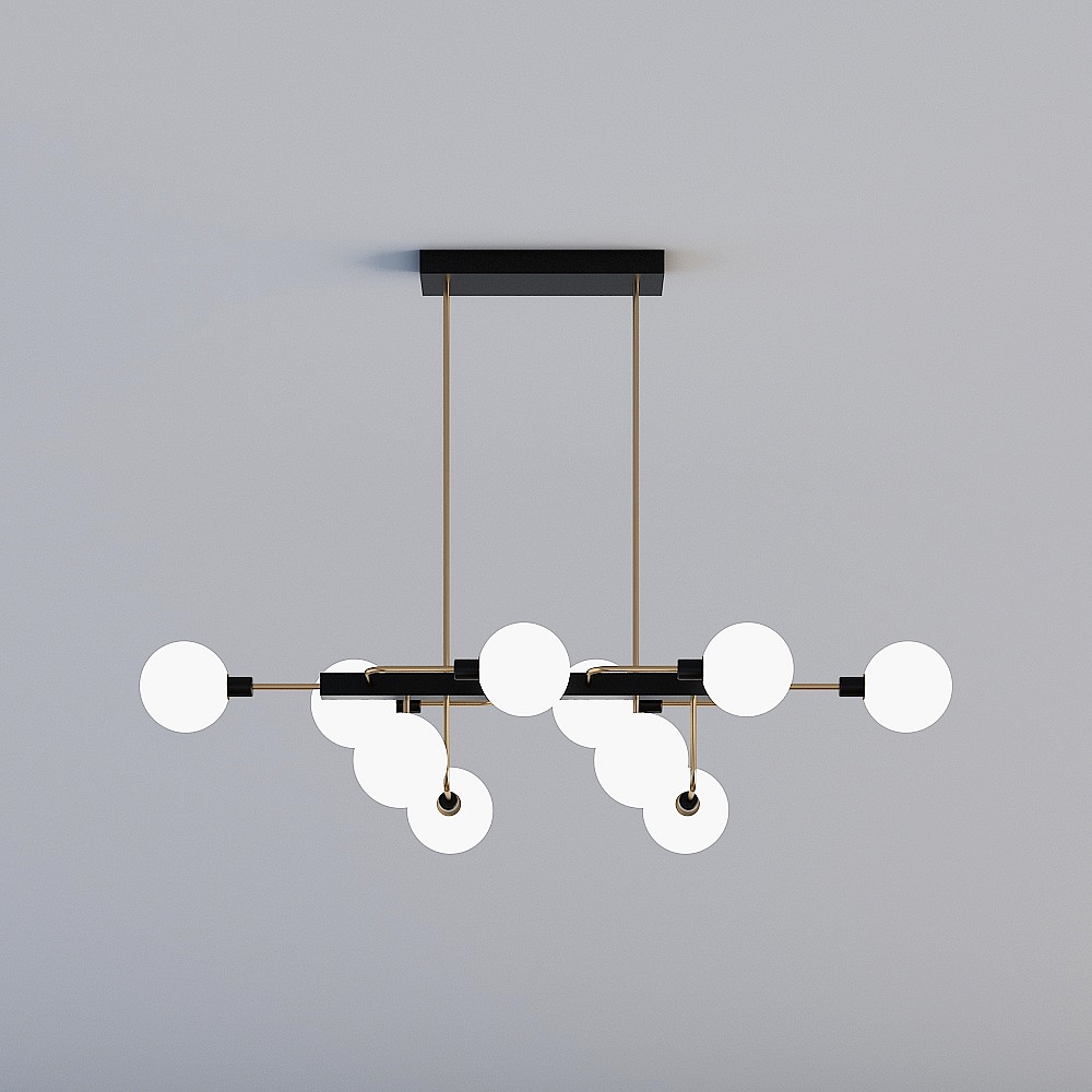 三维灯都·XJDS-后现代工装展厅客餐厅卧室书房吊灯吸顶灯-MD809-10-奶白色3D模型