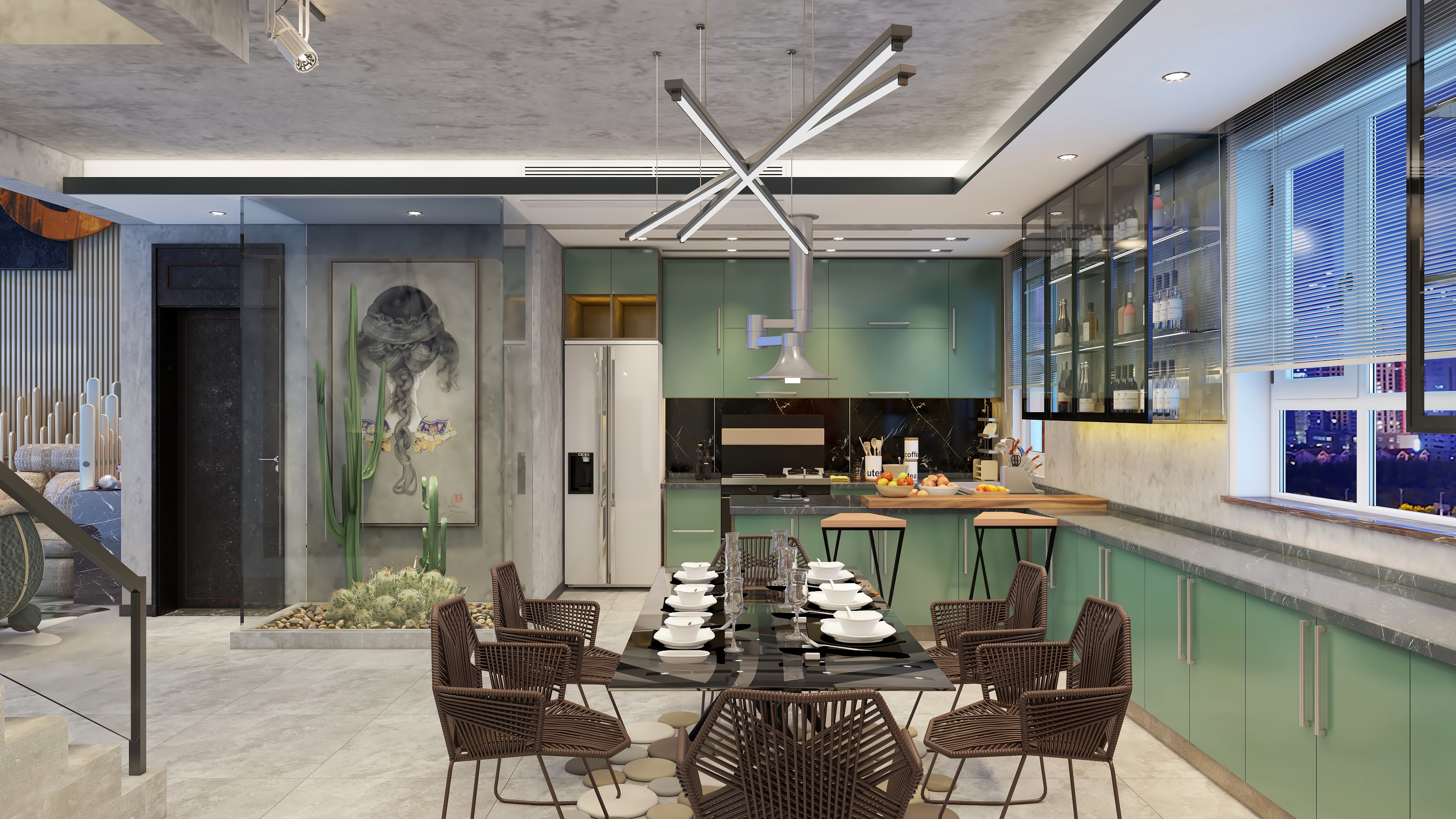 至简名设一张齐周-121平工业风三居室装修效果图