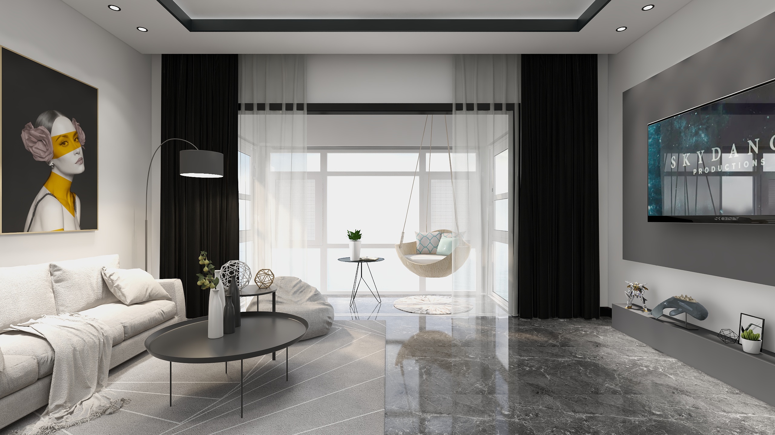 爱喝酒的流浪猫-重色黑白-装修设计方案