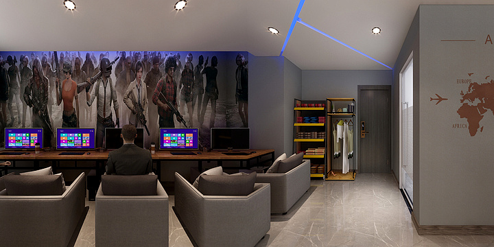 秦国红-电竞宾馆房间-装修设计方案