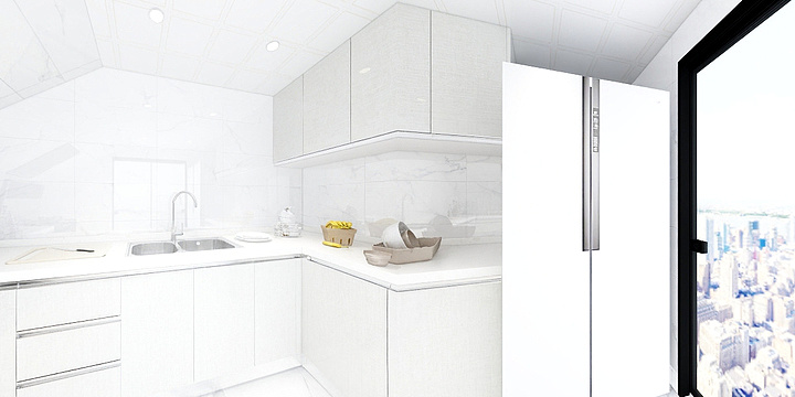 SHZJkk-国信花园厨房效果图-装修设计方案