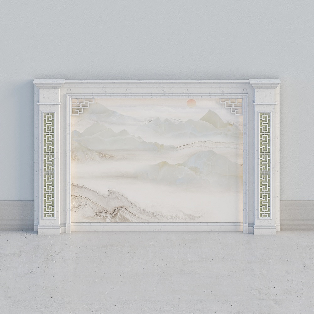 石装大师-新中式-ZSTK02QB002-背景墙3D模型