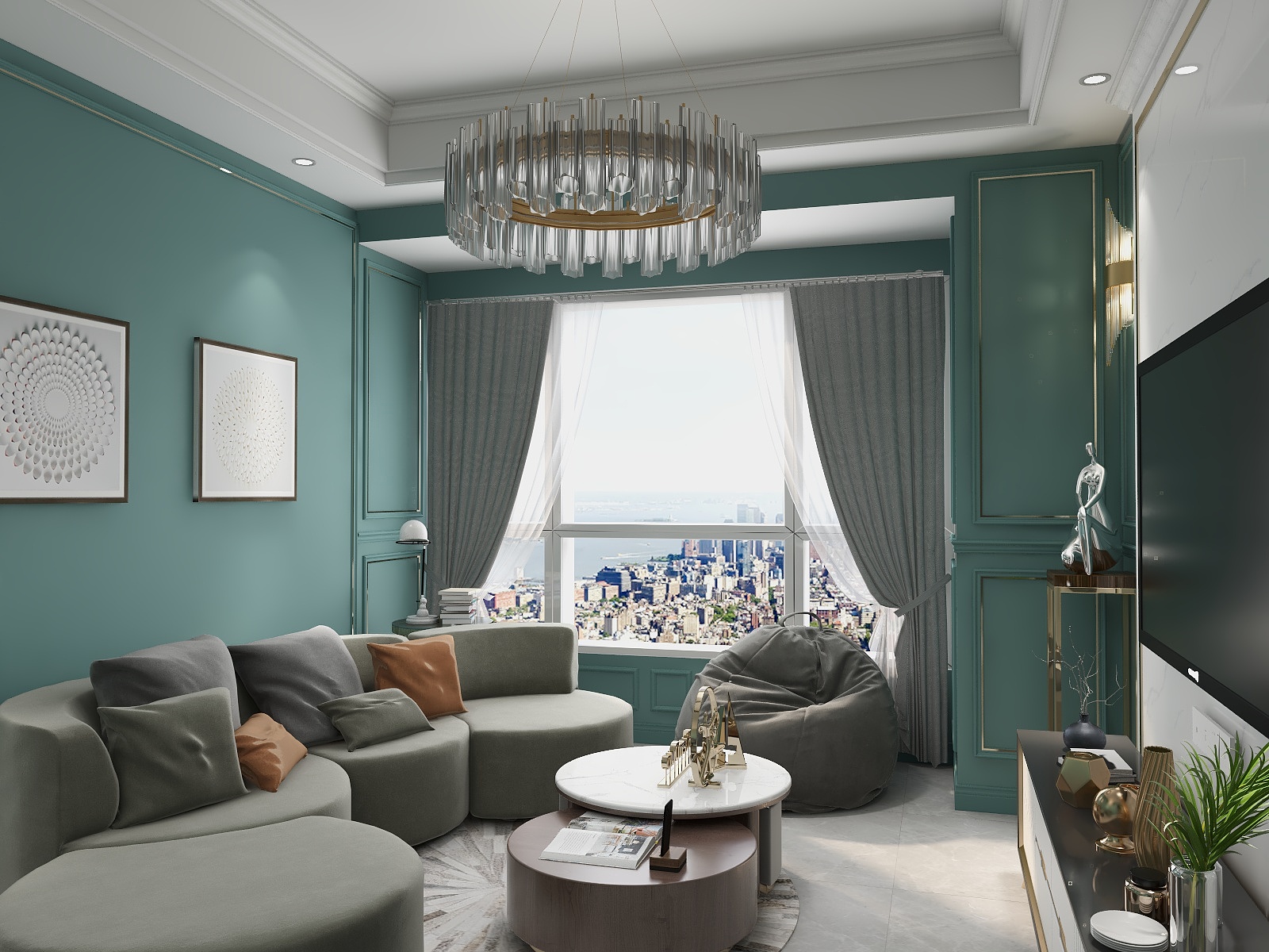 MJ聂-客餐厅21㎡改造-装修设计方案