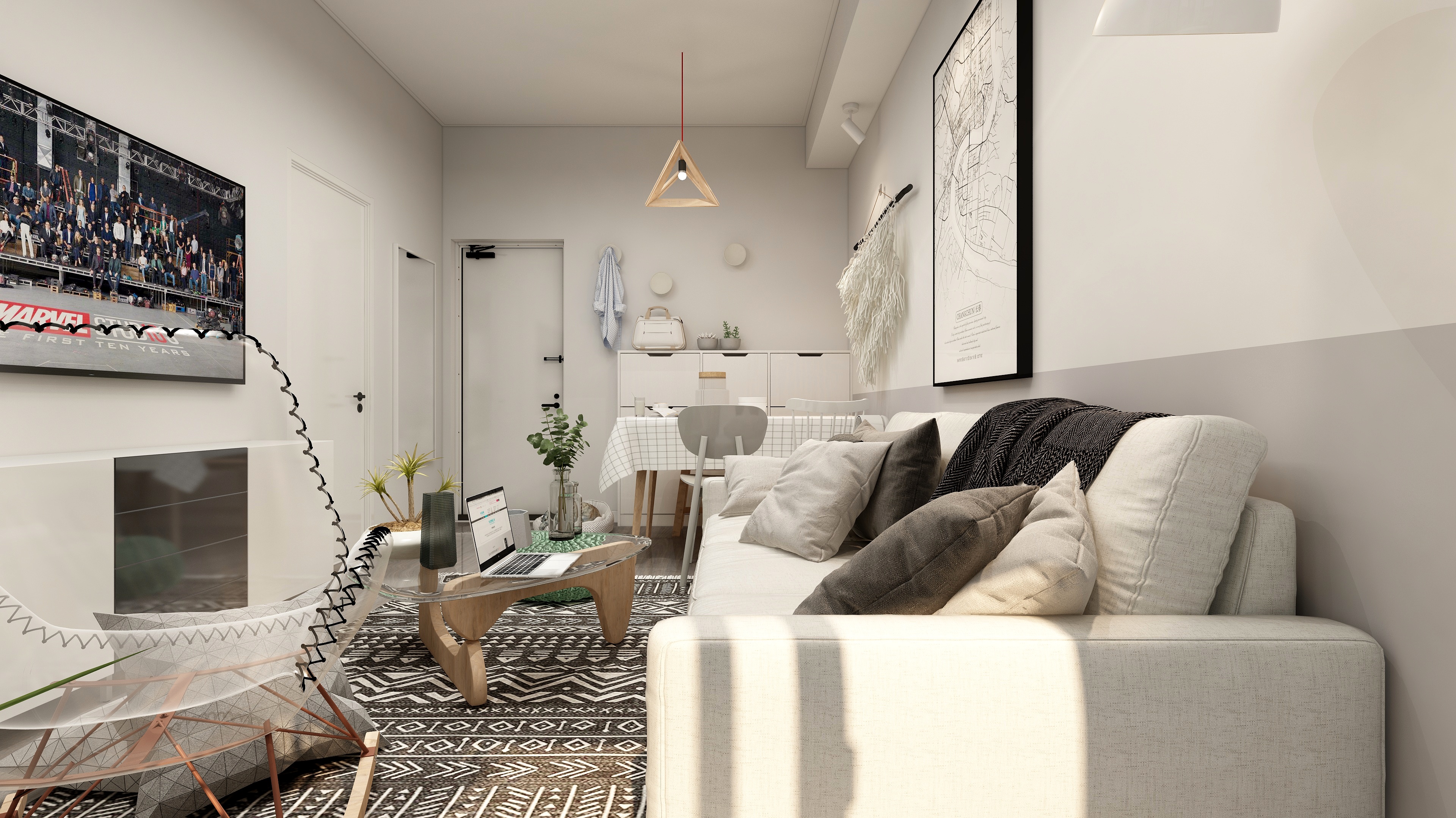 梁式独立全案设计-《白》北欧宜家风|40平米一居室-装修设计方案