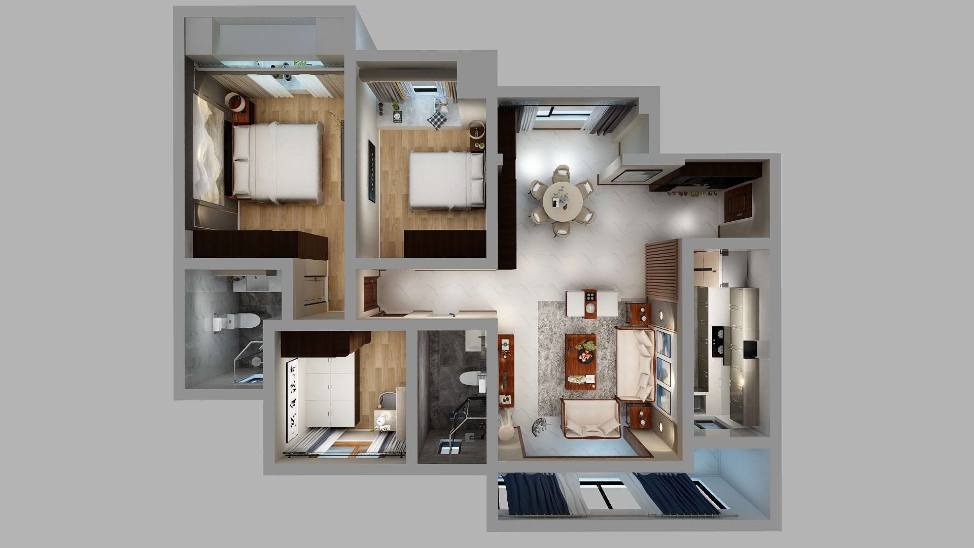 天伦装饰设计师-恒大城新中式-装修设计方案