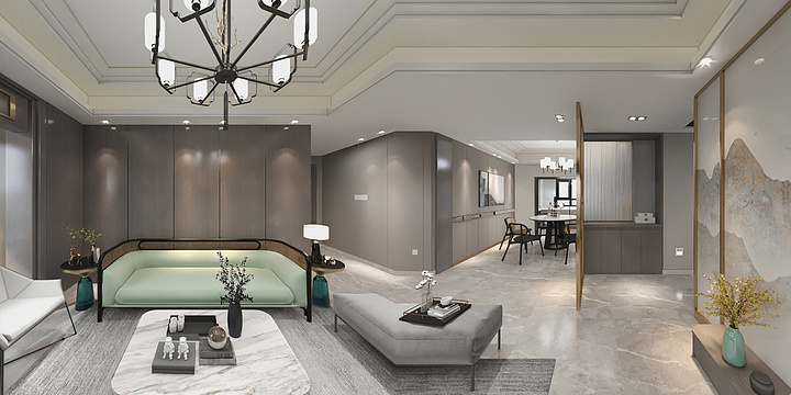 意品丨设计装饰-龙光·阳光水岸912203（现代中式）改-装修设计方案
